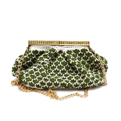 Image of Cyrene Green Crochet Bag - front view